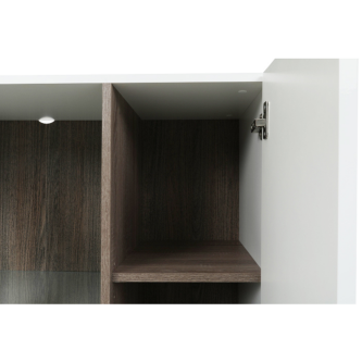 Vitrină, albă strălucitoare HG/stejar sonoma închis, LYNATET TYP 05