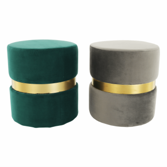 Taburet, catifea Velvet gri maroniu/vopsea aurie, VIZEL