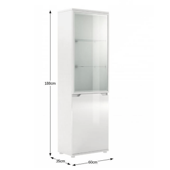 Vitrină cu iluminare cu LED, alb/alb cu extra luciu HG, ADONIS AS 10