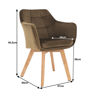 Fotoliu, material textil catifea maro auriu/stejar, ZERON
