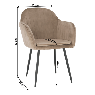 Fotoliu de design, catifea Velvet gri maroniu Taupe, ZIRKON