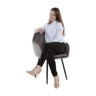 Fotoliu de design, ţesătură catifea gri, ZIRKON