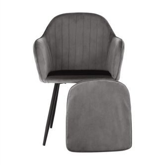 Fotoliu de design, ţesătură catifea gri, ZIRKON