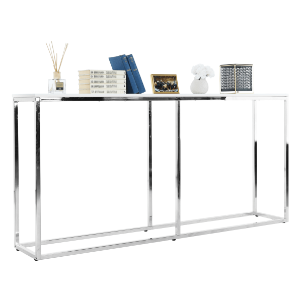 Consolă în stil industrial, alb / crom, KORNIS