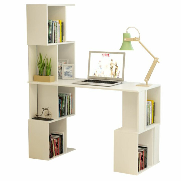 Masă pt. calculator cu raft, alb, FLOKI NEW