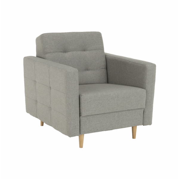 Fotoliu complet tapiţat, material textil gri, AMEDIA