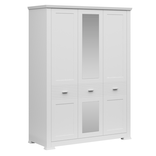 Dulap cu trei uşi cu oglindă, alb, ARYAN 3D