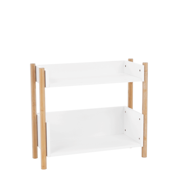 Etajeră cu 2 rafturi, bambus natural / alb, BALTIKA TYPE 1