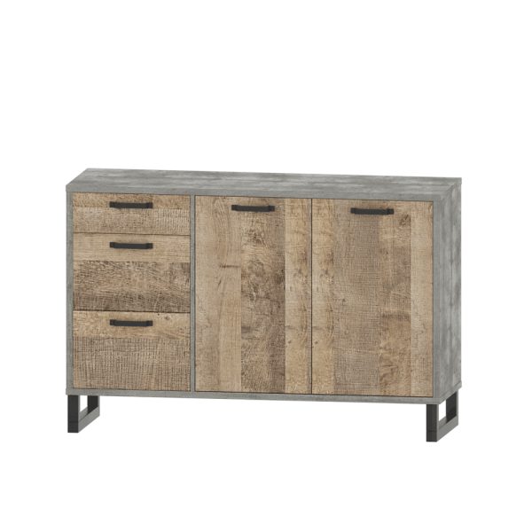 Comodă, stejar nisipiu / gri, BARIA 2D3S