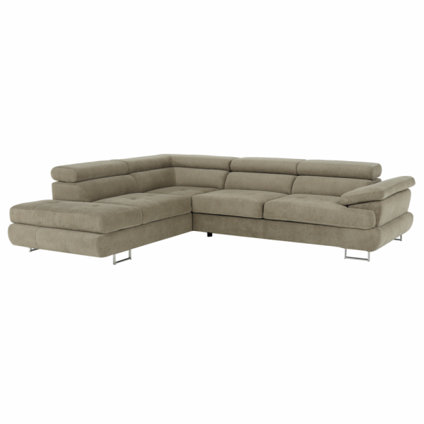 Colţar, material textil melir gri deschis, model stânga, BUTON P