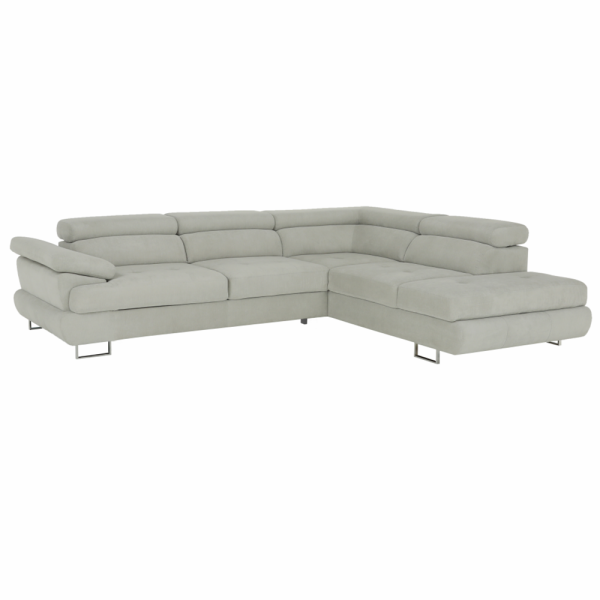 Colţar, material textil gri deschis, model dreapta, BUTON P