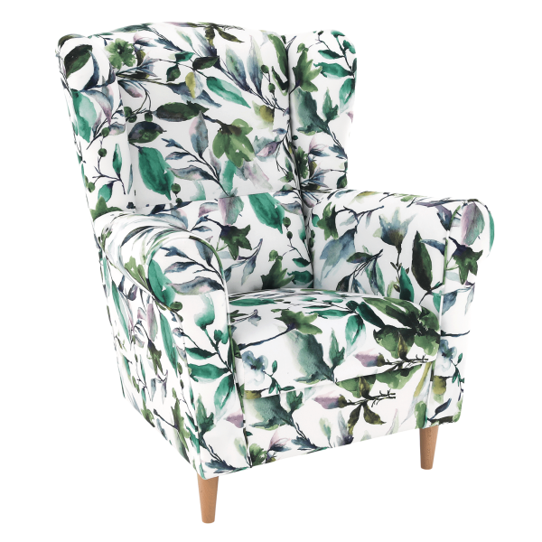 Fotoliu, material textil model frunze verzi, CHARLOT