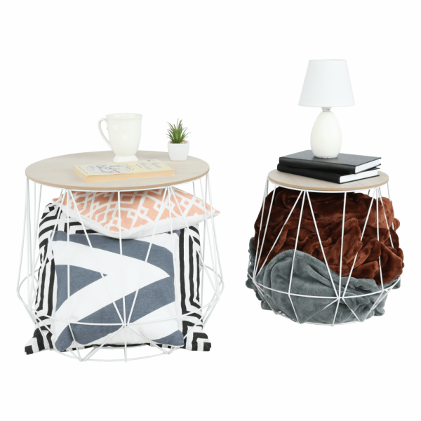 Set măsuţe auxiliare, natural/alb, DALUX