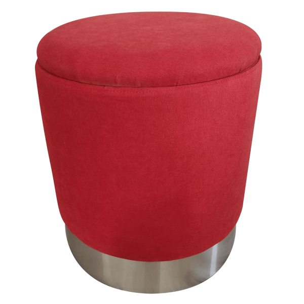 Taburet, catifea oxy fire roşu/crom argintiu, DARON