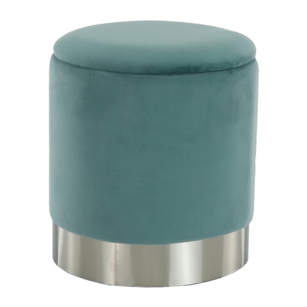 Taburet, catifea Velvet verde-mentol/crom argintiu, DARON