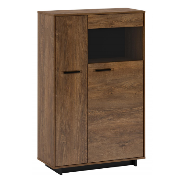 Comodă/ vitrină, stejar bolzano / negru, dreapta, DELIS C2