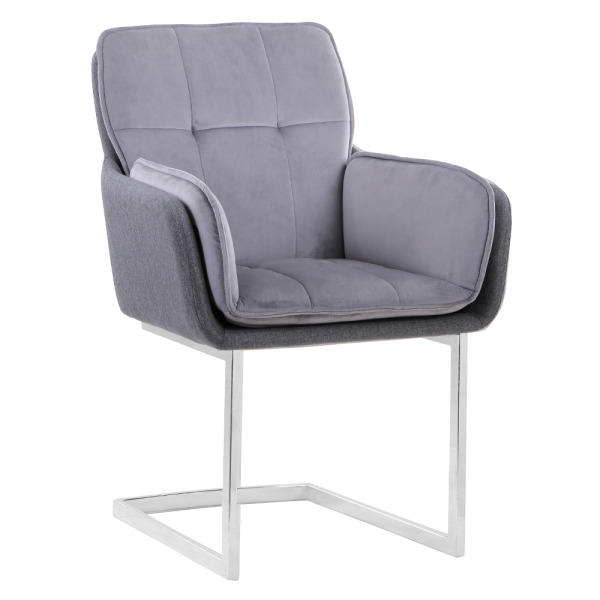 Scaun bucătărie, catifea Velvet gri/material textil, CHIMENA