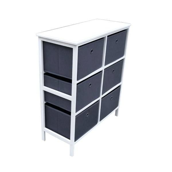 Comodă cu 6 sertare, alb / gri, EMONE TIP 2