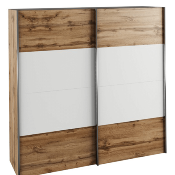 Dulap cu uşi glisante, stejar wotan/alb, GABRIELA
