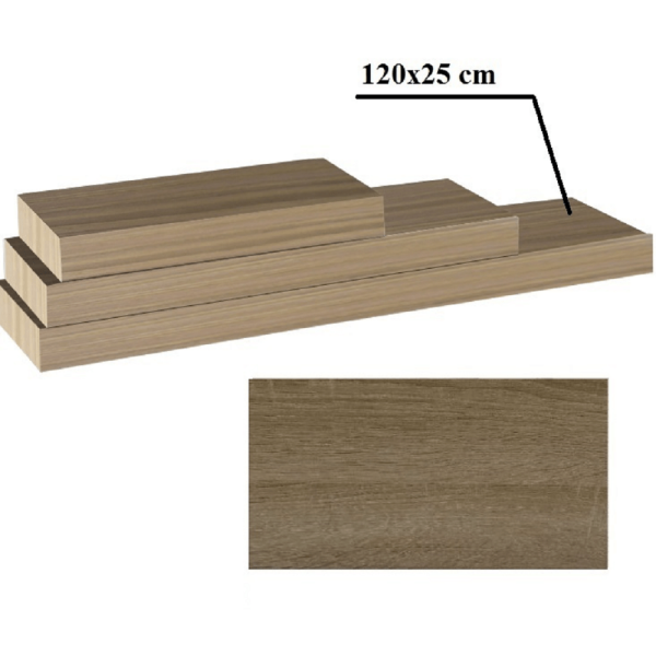 Poliţă 120x25 din MDF, stejar trufă, GANA FY 11044