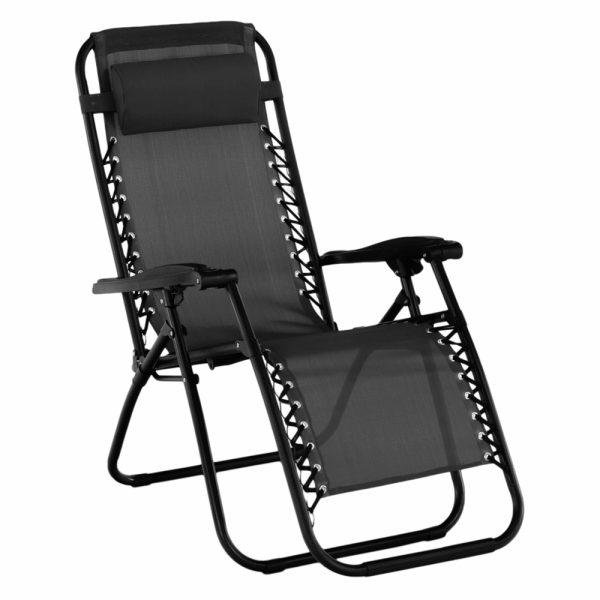 Şezlong de grădină reglabil, negru, GERALD