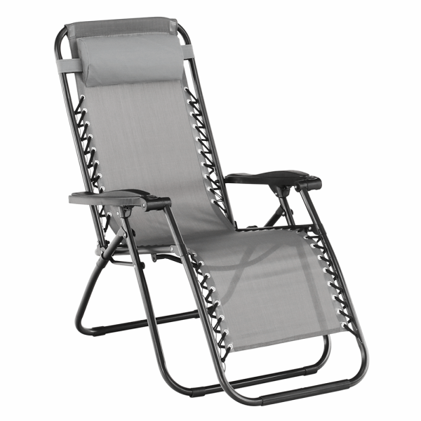Şezlong de grădină reglabil, gri deschis, GERALD