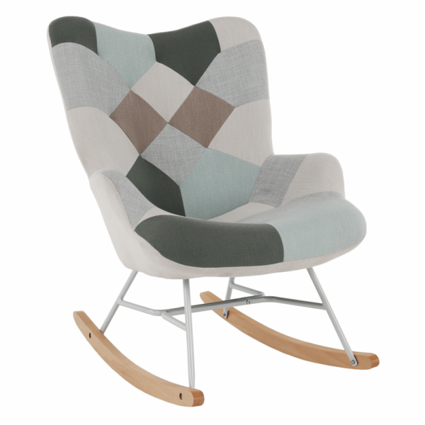 Fotoliu balansoar, patchwork verde-alb/alb/fag, GERON