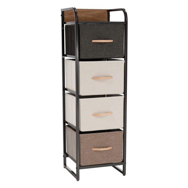 Comodă cu sertare din material textil, bej/maro deschis/maro închis, HAZEL TYP 1