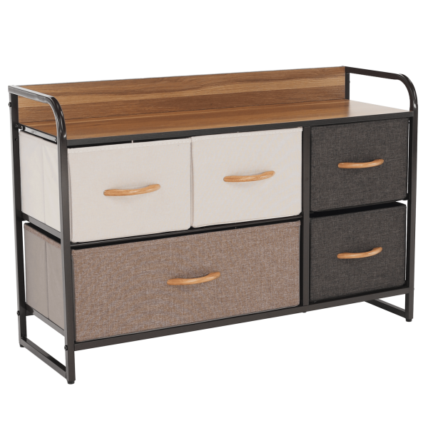 Comodă cu sertare din material textil, /bej/maro deschis/maro închis, HAZEL TYP 4