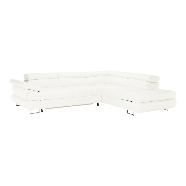 Colţar cu spaţiu pentru depozitare, piele eco albă, dreapta, BUTON R