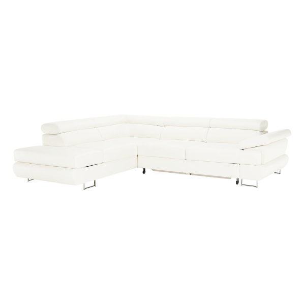 Coltar cu spaţiu pentru depozitare, piele eco albă, stânga, BUTON R