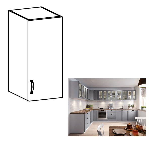 Cabinet superior, alb/gri mat, model dreapta, LAYLA G30