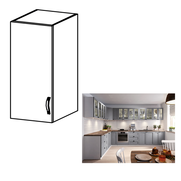 Cabinet superior, alb/gri mat, model stânga, LAYLA G30