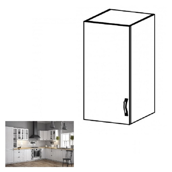 Dulap superior G30, model stânga, alb/pin Andersen, PROVENCE