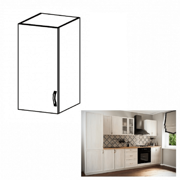 Dulap superior G30, model stânga, alb/pin Andersen, SICILIA