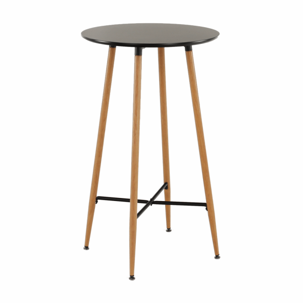 Masă de bar, negru/stejar, diametru 60 cm, IMAM