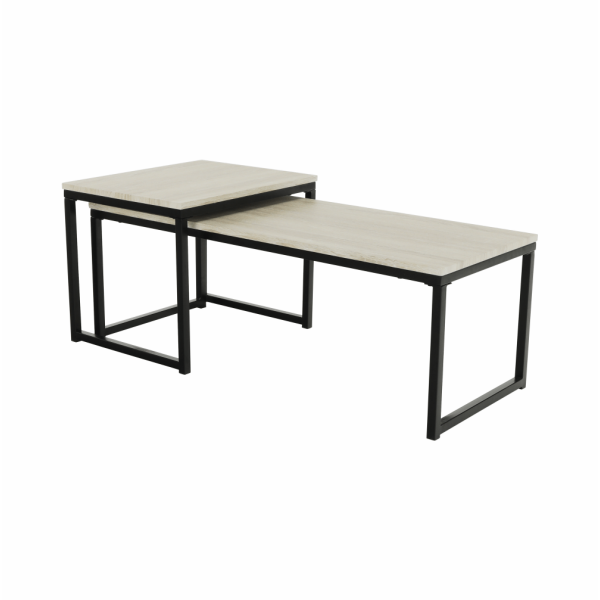 Set 2 măsuţe de cafea, stejar sonoma/negru, KASTLER TYP 2