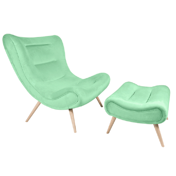 Fotoliu cu bază, ţesătură de catifea neomint / lemn, KIRILO