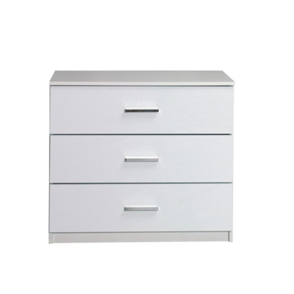 Comodă cu trei sertare, albă/alb lucios HG, ASIENA
