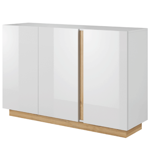 Comodă, alb/stejar grandson/alb lucios, CITY