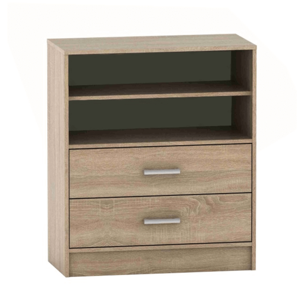 Comodă cu 2-sertare şi raft, stejar sonoma, BETTY 4 BE04-013-00