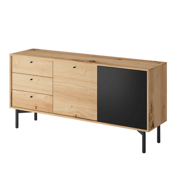 Comodă FK 151, stejar artisan/negru, FORSO