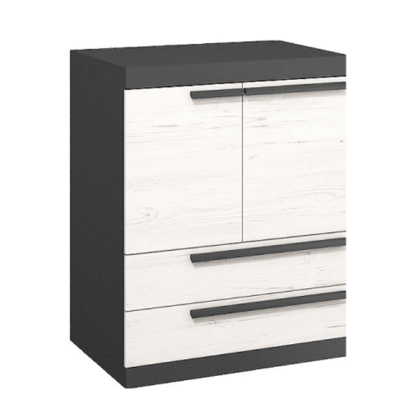 Comodă, pin andersen/gri grafit, BEVERLY