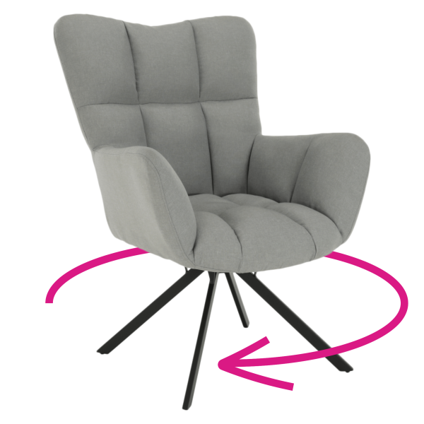 Fotoliu de design rotativ, gri/negru, KOMODO