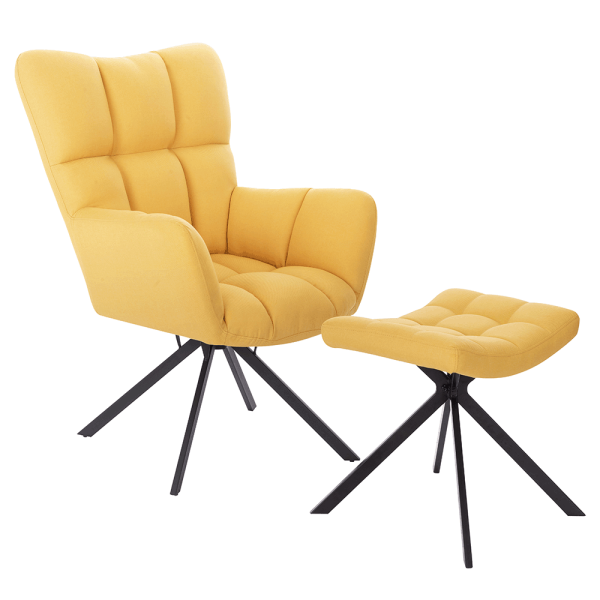 Fotoliu pivotant design cu bază, galben / negru, KOMODO TIP 2