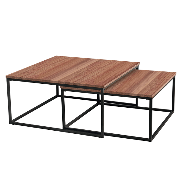 Set 2 măsuţe de cafea, nuc/ negru, KASTLER TYP 1