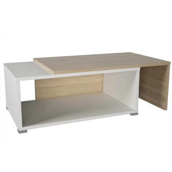 Măsuţă de cafea extensibilă, stejar sonoma/alb, DRON