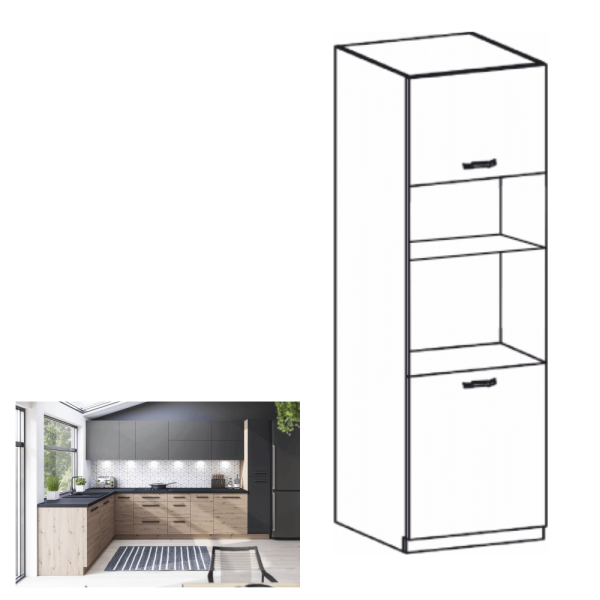 Dulap înalt, stejar artizanal, LANGEN D60PM