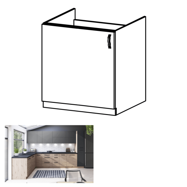 Dulap pt. chiuvetă, stejar artizanal, stânga, LANGEN D60Z