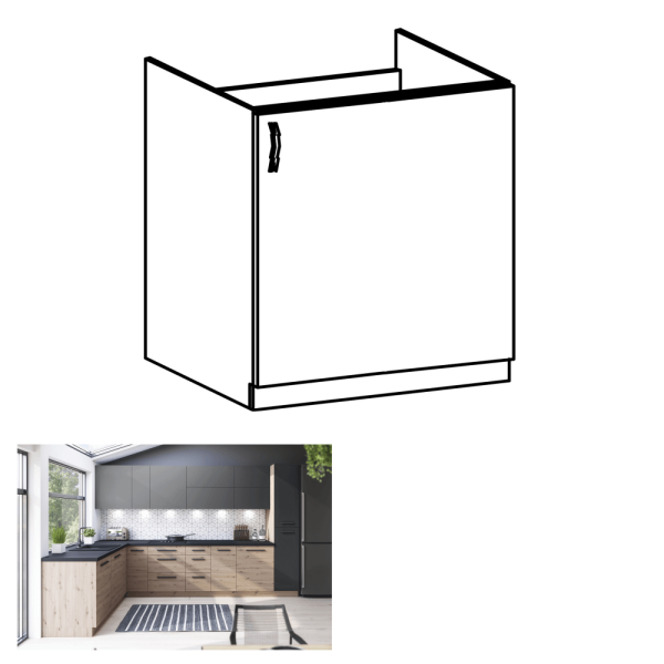 Dulap pt. chiuvetă, stejar artizanal, dreapta, LANGEN D60Z